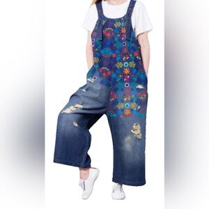 Town & Country Overall Denim Dungarees Lagenlook Relaxed Oversized Womens